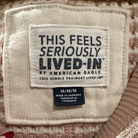 American Eagle Outfitters Cream Waffle Knit Sweater - Picture 2 of 3